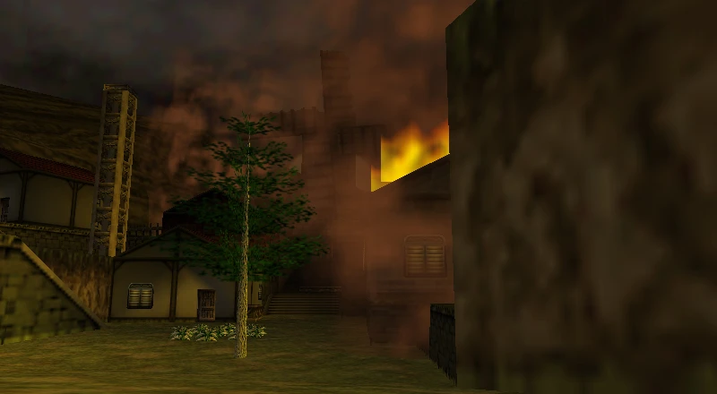 Kakariko en llamas en Nintendo 64